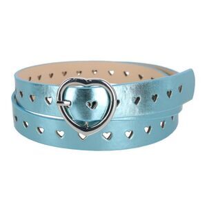 CTM Women's Metallic Heart Punched Belt with Heart Buckle